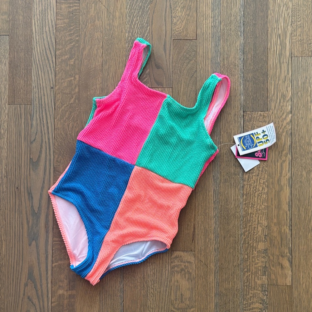 NWT Andy & Evan Pink, Mint & Coral Colorblock Swimsuit